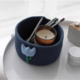 Flower element sundry items storage basket cotton thread woven bedroom living room household dormitory desktop decoration