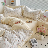 New Cotton A Class Embroidery Four-Piece Set - Brown Sheet Bed Cover Girls Quilt Cover