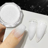 Popxstar Aurora Pearl Nude Pink White Nails Glitter Dust Chrome Moonlight White Rubbing on Powder Shell Mirror Pigment Nail Art Supplies