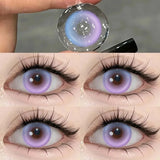1 Pair Hot Sale Korean Color Contact Lenses Blue Graduated Lens Soft Purple Big Beauty Pupil Degrees 0~-8.00 Myopia