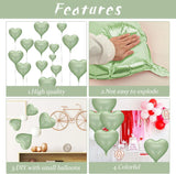 Popxstar 10pcs 18inch Heart Foil Balloons Pink Sage Green Heart Balloon for Birthday Party Valentines Day Wedding Anniversary Decorations