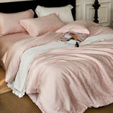 Popxstar  Nordic Silk Bedding Set 4pcs Luxury Lyocell Duvet Cover Set Flat Sheets Set 2 Pillowcases Twin Double Queen Size Bed Linen Set
