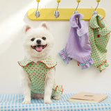 Dog Polka Dot Wrap Belly Clothes Cotton Fabric Summer Soft Cute Pet Pajamas Yorkshire Jumpsuit Four Legged Puppy Clothes