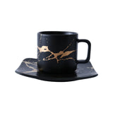 Popxstar  Marbling Matte Gold Products Series Japanese Style Black And White Cup And Saucer Case Tea Cup Glass Coffee Cup