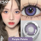 Popxstar  2Pcs Best Selling Color Contacts Lenses Myopia Degree -0.00 to -8.00 Purple Series Soft Lens Contact Lenses with Natural