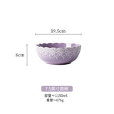 popxstar Purple Disc Lace Relief Series Ceramic Tableware Bowl Plate Tableware