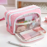 Popxstar Girl Large Capacity Aesthetic Pencil Back-to-school Cases Cute Stationery Holder Bag Zipper Pencil Pouch Student School Supplies