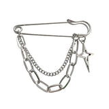 Popxstar Korean Style Metal Butterfly Chain Brooch For Women Men Suit Decoration Tassel Chain Metal Beads Pin Cloth Jewelry Accessories