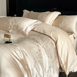 Satin Jacquard 1000TC Egyptian Cotton Patchwork European Luxury Bedding Set Duvet Cover Flat/Fitted Bed Sheet Pillowcases 4Pcs