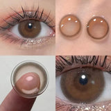 Popxstar -2pcs/pair Natural Pupil Lenses Collagen Series Contact Lenses for Eyes Brown Gray Eye Color Lens for Myopia 14.2mm