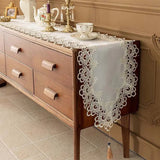 Lace Table Flag Tablecloth Light Luxury Highend Feeling Long Strip Countryside Tea Table Table Mat Dustproof and Beautiful