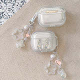 Popxstar Korean Clear Bow knot Star Bell Keychain Case For Airpods Pro 2 Earphone Charging Box Bag Cover For Airpod 1/2/3/4 Soft Shell