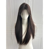 Popxstar Temperament Black Wig Long Black Hair Headband Lace Front Wigs Natural Comfortable Fluffy Long Straight Wig for Daily Use  가발