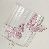 Popxstar Three-dimensional Butterfly Wine Glass Simple Round Glass Cup Creative Handmade Glass Wine Glasses  Champagne Cocktail Cup Gift