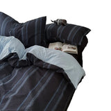 4Pcs Bedding Set Minimalist Striped Set (Full Size), Flat Sheet For Boys' Bedrooms, Single Student Dorm Rooms, And Double Beds