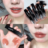 Popxstar Red Lip Tint Black White Tube Lipstick Light Watery Lip Glaze Soft Mist Lip Gloss Moisture Lipstick 1pcs Mirror Watery
