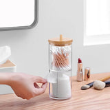 Popxstar Transparent Cotton Swab Storage Box Makeup Organizer Acrylic Storage Box Cotton Swab Cosmetic Box Bathroom Bedroom Storage