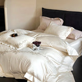 Popxstar  Elegant Flowers Embroidery Luxury Bedding Set Queen King 100S Egyptian Cotton Home Textile Bed Sheet Pillowcase Quilt Cover Set