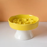 Elevated Cat Bowls Ceramic Slow Feeder Bowls Neck Protection Non-Slip Spill-Resistant for Dogs Cats Water Bowl