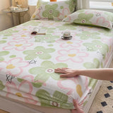 Popxstar 100% Cotton Bed Fitted Sheet with Elastic +2pc Pillowcases Kids Adult Twin Queen King Size Mattress Protector Bed Sheet Set