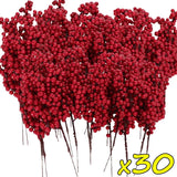 Popxstar 50/1branch Christmas Artificial Berries Stem Red Holly Berry Fake Flowers Plant for Xmas Tree New Year Party Home Decor Ornament