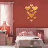 Popxstar 10Pcs/Set Durable Love Heart Stickers Wall Sticker Mirror Mural 3D Decal Simple DIY Decorative Removable Paster Home Decoration
