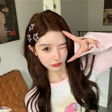 Popxstar 4/10/12pcs Y2k Silver Star Hair Clips Women Grils Alloy Barrettes Metal Glitter Star Hairpin Side Clip Hair Accessories