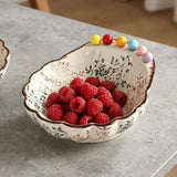Ceramic Fruit Bowl with Fork Comfortable Grip Exquisite Shell Shape Fruit Plate Large Capacity Dessert Salad Bowl