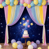 5 Panels Wedding Backdrop Drapes Soft Chiffon Rainbow Pastel Background Curtains for Birthday Baby Shower Party Decorative