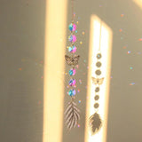 Popxstar Crystal Wind Chime Moon Sun Catcher Diamond Prisms Pendant Gift of Good Luck Outdoor Rainbow Hanging Drop Home Garden Decor