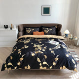 Popxstar  1000TC Egyptian Cotton Flowers Plant Prints Bedding Set Single Double Queen King Size Duvet cover Set Bed Sheet Pillowcases 4Pcs