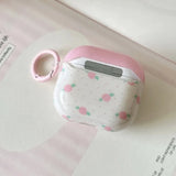 Pink Purple Blue Rose Flower Soft Headphone Protection Cover Case For Apple Airpods 1 2 3 4 Pro 2 Cases Coque Cute with Pendant