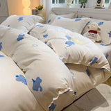 Popxstar Kawaii Bedding Set for Kids Ins Twin Queen Size Duvet Cover Flat Sheet Pillowcase No Filler Girls Boys Home Totel Bed Linens