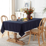 Popxstar Christmas Green Cotton Rectangle Tablecloth Tassel Washable Table Cover for Kitchen Dinning Picnic New Year Christmas Decoration