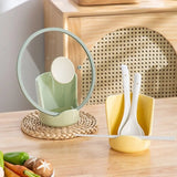 Cream-style Non-Slip Ceramic Spatula Holder Heat-Resistant Minimalist Pot Lid Storage Rack Water Tray Soup Spoon Rack Desktop