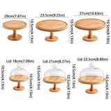 Bread Stand Glass Cover Wooden Cake Stand Vintage Household High Foot Cake Plate Transparent with Lid Butter Box Snacks Storage