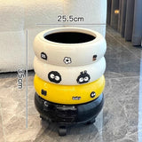 Popxstar  12L Doughnut Shape Wastebasket with Lid Wheel Recycle Bin Bedroom Living Room Kitchen Garbage Cube Cream Wind Cute Trash Can