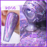 Popxstar 10ml Rainbow Purple Water Light Cat Magnetic Gel Nail Polish Shining Sliver-light Holographics Semi Permanent UV Gel