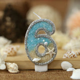 Popxstar  3inch Birthday Candle Large Number 4 Candle Marine style Beach Starfish Seashells Cake Topper for Kids Birthday Party Decoration