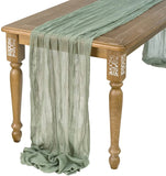 Popxstar 10PCS Set Semi-Sheer Gauze Wedding Table Runner Sage Green Cheesecloth Table Dining Party Christmas Banquets Arches Cake Decor