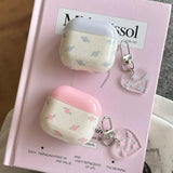 Pink Purple Blue Rose Flower Soft Headphone Protection Cover Case For Apple Airpods 1 2 3 4 Pro 2 Cases Coque Cute with Pendant