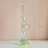 Popxstar Glass Candle Holder Home Decor Nordic Rainbow Vase Flower Table Living Room Decoration Candlestick Holder for Wedding