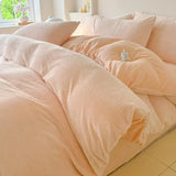 4pcs Thickened Carved Milk Fleece Four Piece Set for Winter Warmth Coral Fleece Duvet Cover Flannel Sheet Pillowcase Bedding