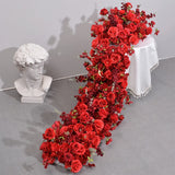 Popxstar pink colour Rose Large Flower Row Artificial Flower Row Runner Wedding Backdrop Decor Floral Wall Party showcase decoration prop