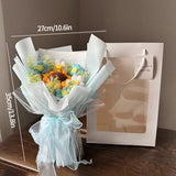 Popxstar  Hand Knitted Flower Bouquets Graduation Flower Bouquet Crochet Flowers Bouquet Finished Flower Bouquet Graduation Ceremony Gifts