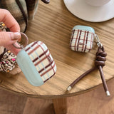 Popxstar  Korea fashion cute plaid sweater pattern gloss cover soft shockproof protection case for airpods 1 2 3 4 pro 2 coque fundas