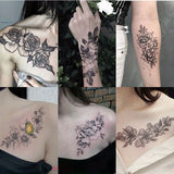 Popxstar  12pcs Flower Tattoo Stickers Arm Chest Temporary Tattoo Waterproof Fake Tattoo