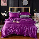 Popxstar High End Queen Duvet Cover Set Silky Soft Cozy King Size Bedding Set Luxury Polyester Satin Smooth Single Double Bedding Sets