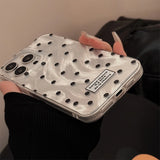 Popxstar Polka Dot Phone Case for iPhone 15 14 11 12 13 Pro Max Plus, Bling Glitter Sparkly Shiny Design Phone Case Cover