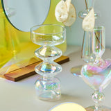 Popxstar Glass Candle Holder Home Decor Nordic Rainbow Vase Flower Table Living Room Decoration Candlestick Holder for Wedding